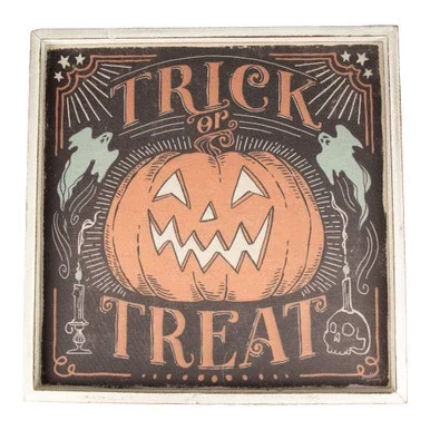 18.75″ Trick or Treat Jack O Lantern Halloween Wall Sign