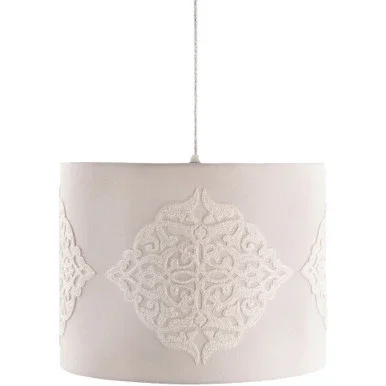18″ Beige and White Hand Finished Vintage Hanging Pendant Ceiling Light Fixture