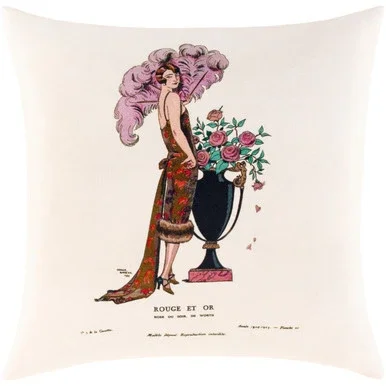 18″ Black and Pink Flower Vase with Women Digitally Printed Square Throw Pillow Cover