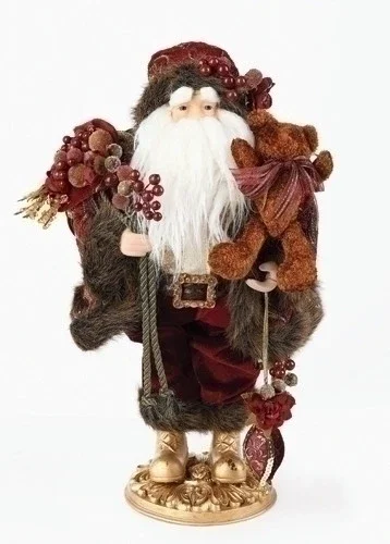 18″ Brown and White Santa Claus with Grapes Christmas Tabletop Figure