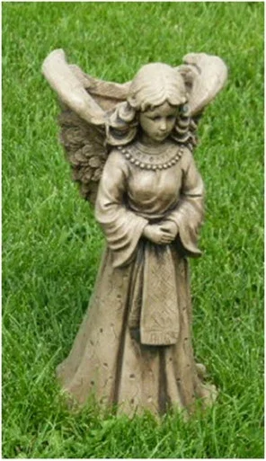 18” Angel with Basket Outdoor Garden Statue Decoration – Old Stone Finish
