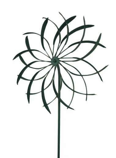 18 in. Metal Garden Stake Flower Wind Spinner Sculpture – UD-UX9157-YL