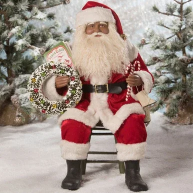 19.5″ Red and White Visit From Old St Nick Santa Claus Christmas Decor