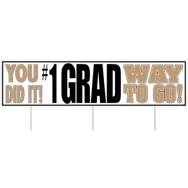 19″ Black, Brown, and White Rectangular Grad Yard Sign