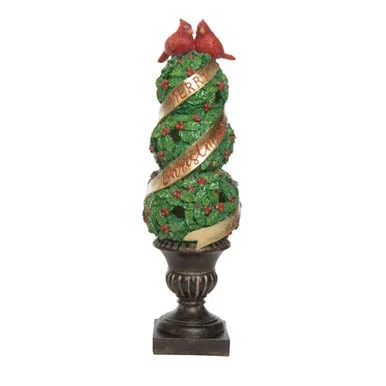 19″ Lighted Cardinal on Topiary Christmas Tabletop Figurine