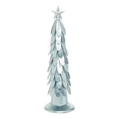 19″ Silver Galvanized Petal Christmas Tree Decor