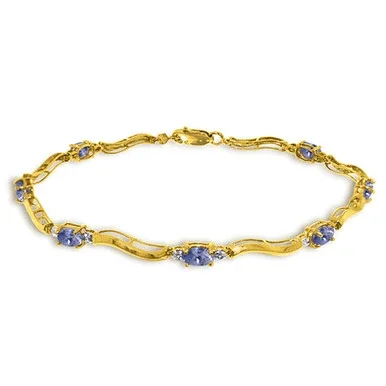 2.01 Carat 14k Solid Gold Tennis Bracelet Diamond Tanzanite
