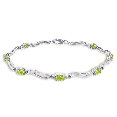 2.01 Carat 14k Solid White Gold Tennis Bracelet Diamond Peridot