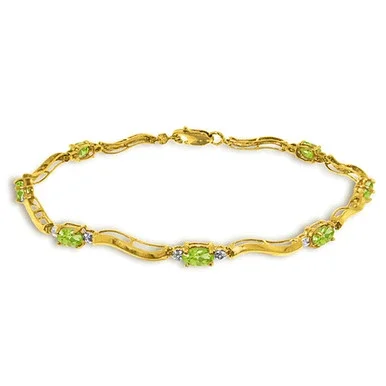 2.01 CTW 14k Solid Gold Tennis Bracelet Diamond Peridot – 4942-Y-7-5