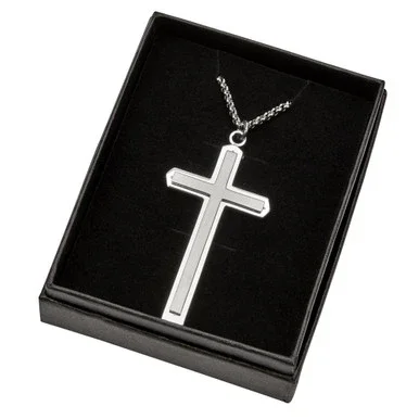 2 1/2″ X 1 1/2″ Stainless Steel Cross With 18″ Stainless Steel Necklace Chain