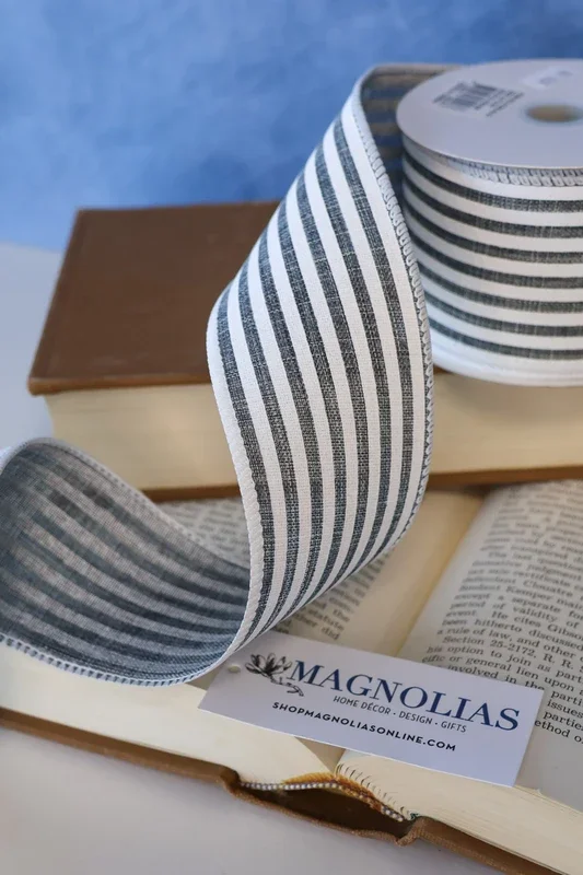 2.5″ Grey Linen Cabana Ribbon Bolt