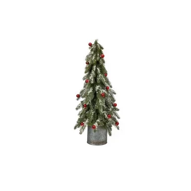 2′ Potted Frosted Pine Artificial Christmas Tree with Shatterproof Ball, Unlit