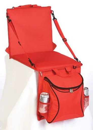 2-in-1 Stadium Seat & Cooler Converts from Backpack to Seat – Red