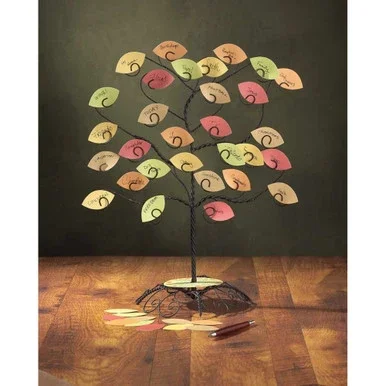 2-Piece Black and Pink Tree with Leaves Thanksgiving Table Centerpiece 25″