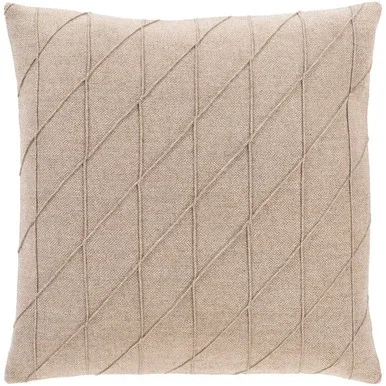 20″ Brown and Beige Diamond Pintuck Hand Woven Square Throw Pillow Cover