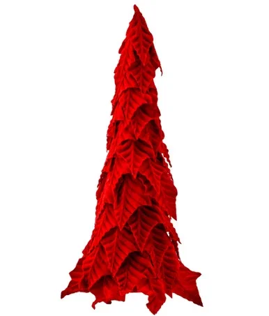 20″ Crimson Red Poinsettia Leaf Cone Christmas Tree