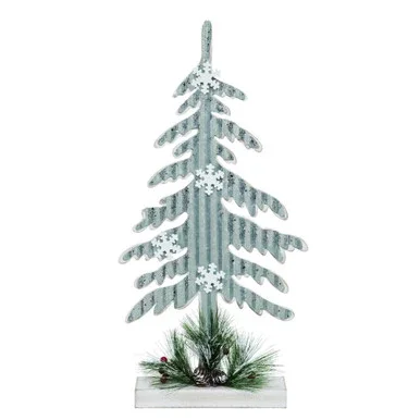 20″ Silver and Green Contemporary Christmas Corrugated Tree – 34541261