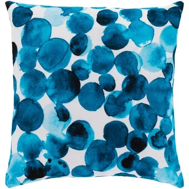 20″ White and Blue Water Color Style Dots Square Throw Pillow Cover