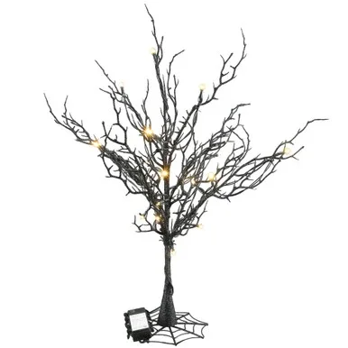 22″ Black Halloween Tree with Warm White Lights