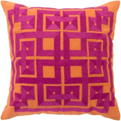 22″ Orange and Pink Geometric Square Throw Pillow Cover