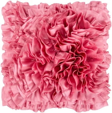 22″ Pink Fringed Soft Textured Square Throw Pillow Cover