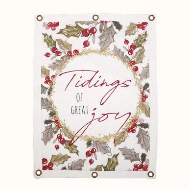 22″ White Rectangular Tapestry with Christmas Joy Design