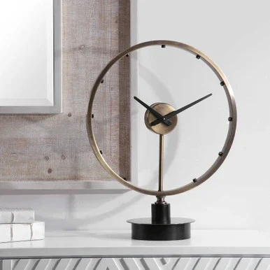 24″ Black Modern Brushed Industrial Table Clock