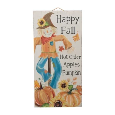 24″ Orange and Blue Scarecrow ‘Happy Fall’ Hanging Thanksgiving Sign Decor