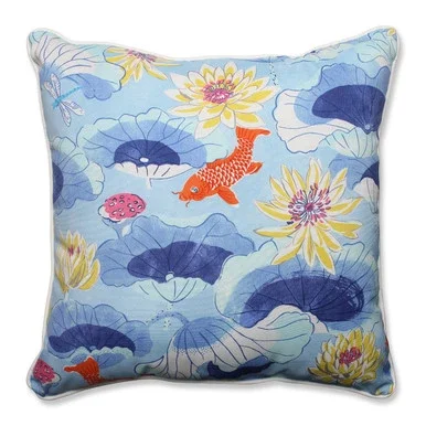 25” Blue and Orange Under the Sea Decorative Outdoor Corded Throw Pillows