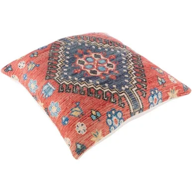26″ Red and Blue Digitally Printed Woven Square Throw Pillow – Down Filler