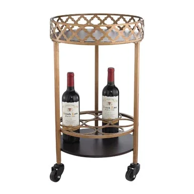 26” Gold Geometrical Circular Bar Cart