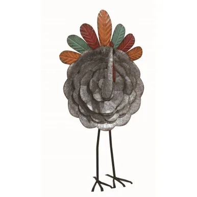 28″ Silver and Orange Turkey Thanksgiving Tabletop Figurine