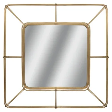 28″ x 28″ Clear and Gold Contemporary Square Wall Mirror