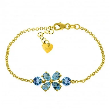 3.15 Carat 14k Solid Gold Bracelet Natural Blue Topaz – 5061-Y-8
