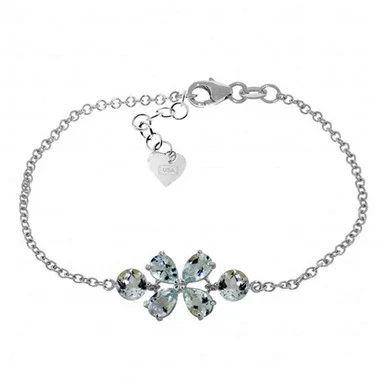 3.15 Carat 14k Solid White Gold Bracelet Natural Aquamarine – 5060-W-8-5