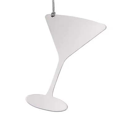 3.375″ X 2.25″ Metallic Gray Nickel-Plated Non-Tarnishing Martini Ornament With Silver String