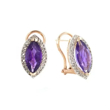 3.6 Carat 14k Solid Rose Gold Marquis Amethyst Diamond Earrings