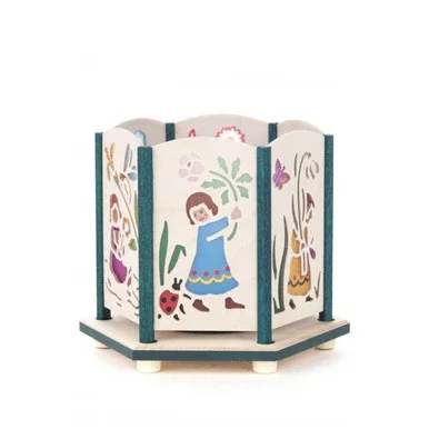 3.75″ Green, Beige, and Blue Flower Child Motifs Contemporary Luminary