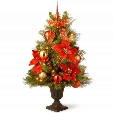 3′ Pre-lit Potted Decorative Holidays Entrance Artificial Christmas Tree – Clear Lights
