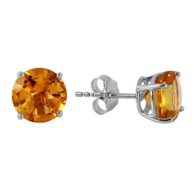 3.9 Carat 14k Solid White Gold Citrine Stud Earrings
