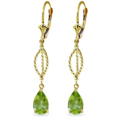 3 CTW 14k Solid Gold Vivid Fantasy Peridot Earrings
