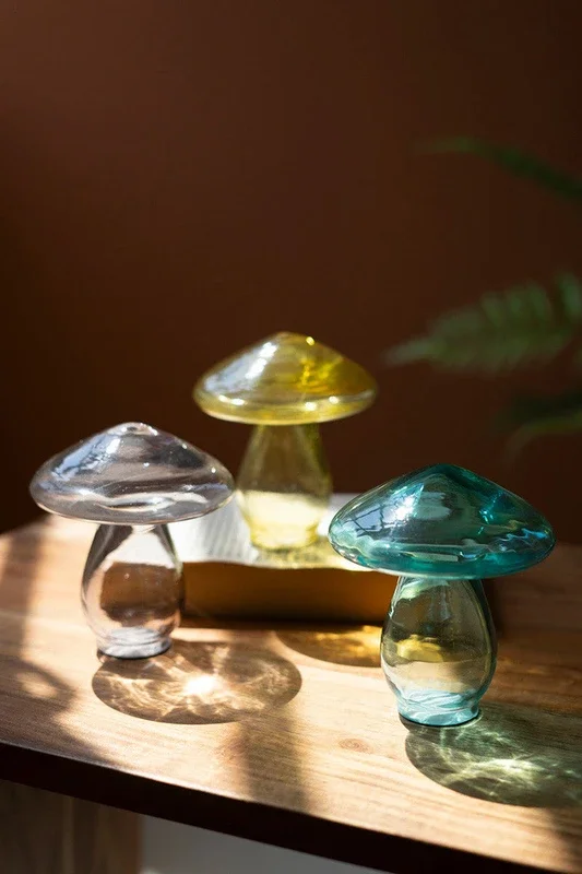 3 Glass Mushrooms, Set of 2
