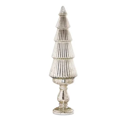 30.5″ Silver Distressed Table Top Glass Tree on Pedestal