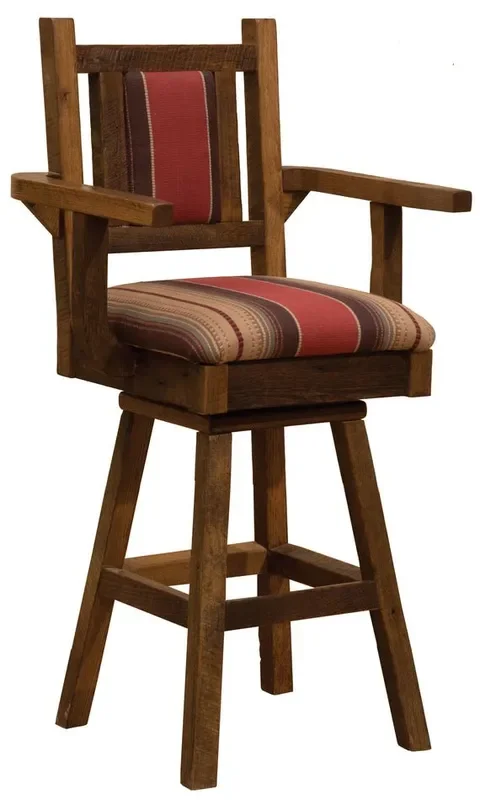 30″ Barnwood Swivel Bar Stool w/Arms – UF