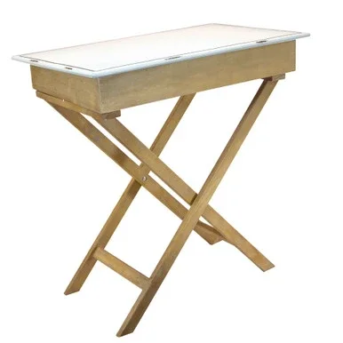 31″ Brown and White Rectangular Wood Table with Enamel Top