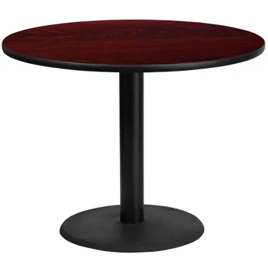 31” Mahogany Brown Round Laminate Round Base Table