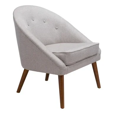 32″ Gray and Brown Button Tufted Upholstered Accent Chair