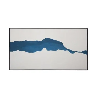 34” White and Blue Fissure Wall Art