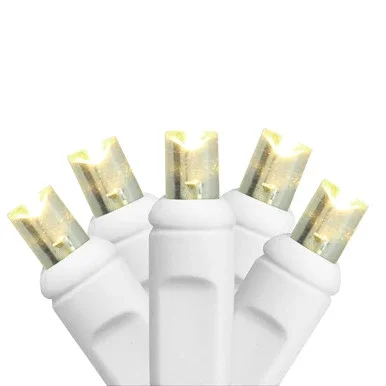 35-Count Warm White LED Wide Angle Christmas Lights – 17.5ft White Wire