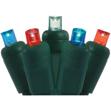 35 Multi-Color LED Wide Angle Christmas String Lights – 12 ft Green Wire